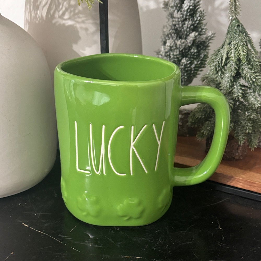 NWT Rae Dunn Green Ceramic Lucky Mug for St Pattys Day